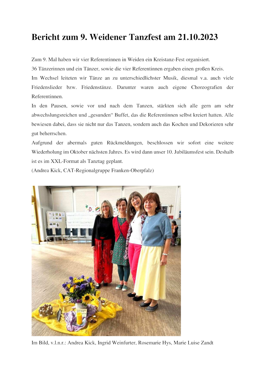 Kurzbericht zum Weidener Tanzfest